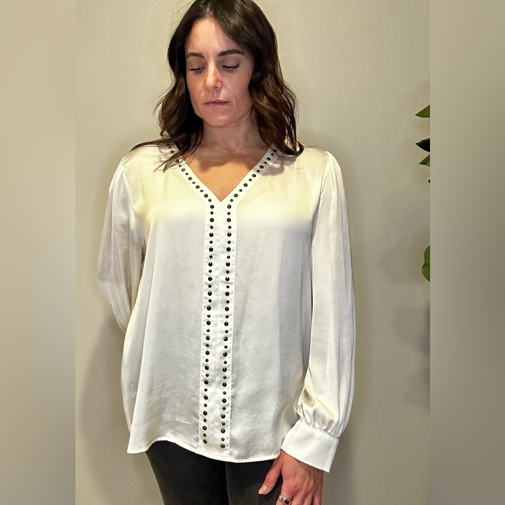 Vince Camuto Cream Studded Blouse
